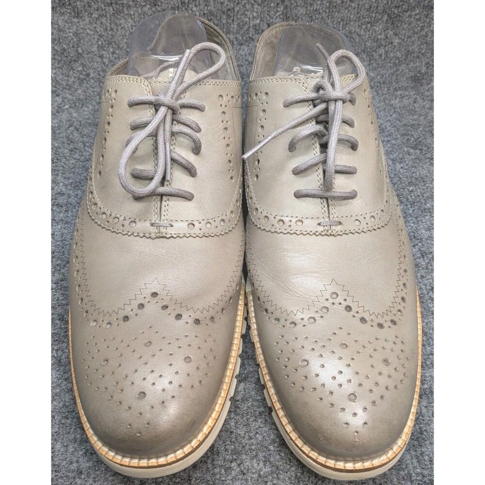 Cole Haan ZerøGrand Wingtip Oxford Shoes Men's 12M Gray Leather Brogue Lace...